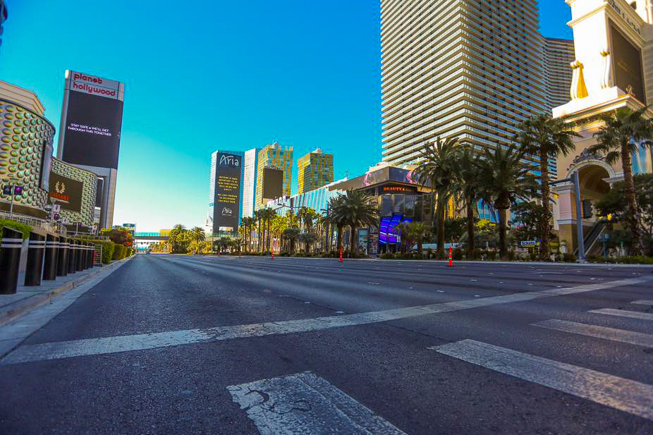 Photo Scene Showing the Empty Streets of Las Vegas due to Casino shut down