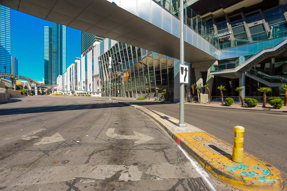 Photo Scene Showing the Empty Streets of Las Vegas due to Casino shut down