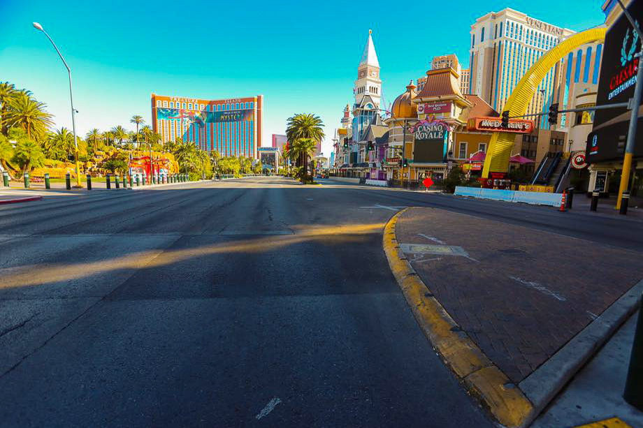 Photo Scene Showing the Empty Streets of Las Vegas due to Casino shut down