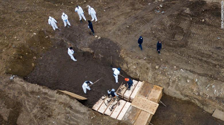 bodies being buried on New York's Hart Island